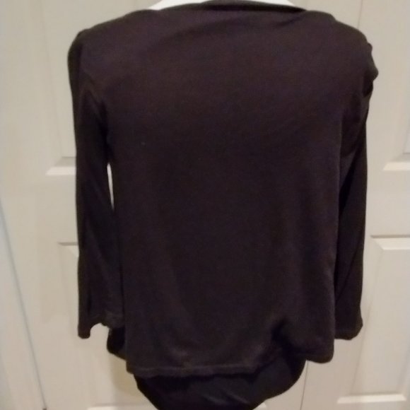 Calvin Klein Long, Layered T-Shirt MEDIUM Black, Like New - Picture 2 of 4